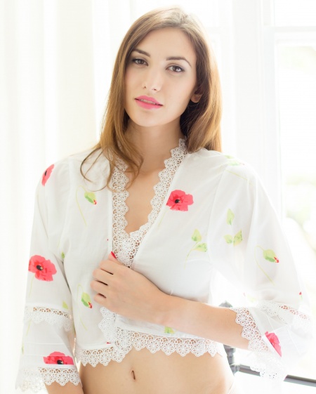 Latte Cotton Lawn Poppy Bed Jacket